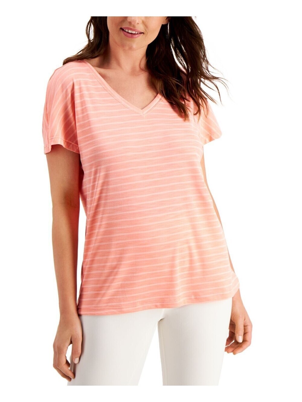 Ideology Womens Activewear Shadow-Stripe T-Shirt Size XS